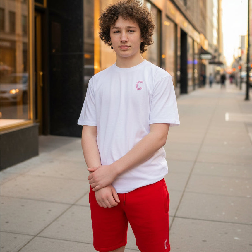 Men's The Closet Inc. White Tee Curved (Red)