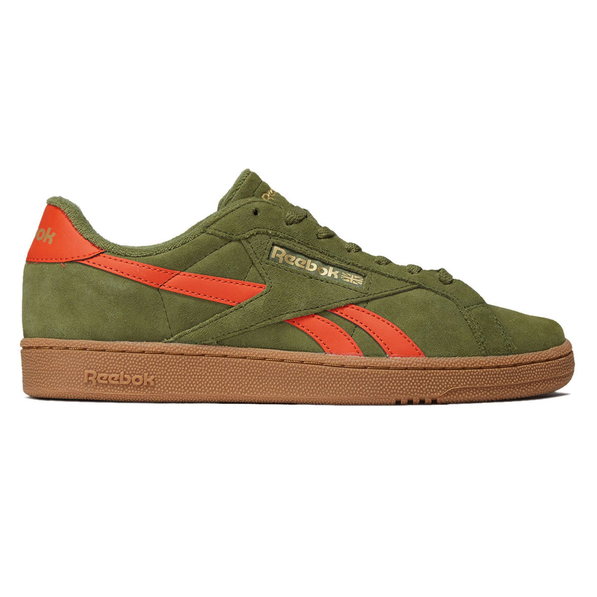 Reebok Club C Grounds UK Shoes - Deep Olive/Pump Orange/Gum
