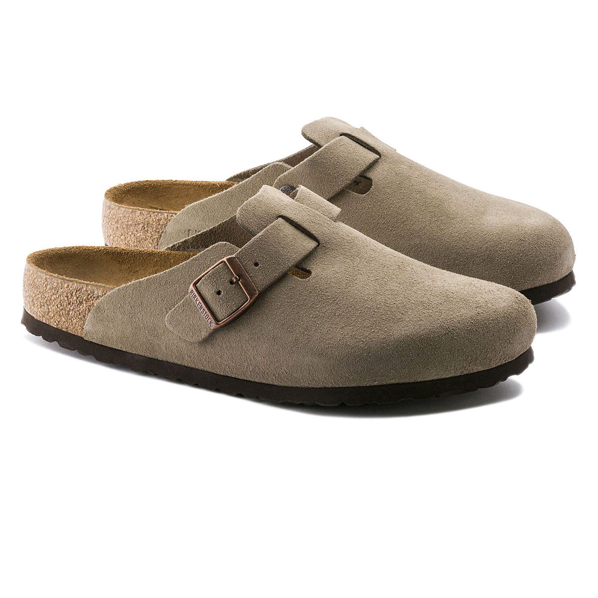 Birkenstock Boston Soft Footbed Sandals - Taupe Suede