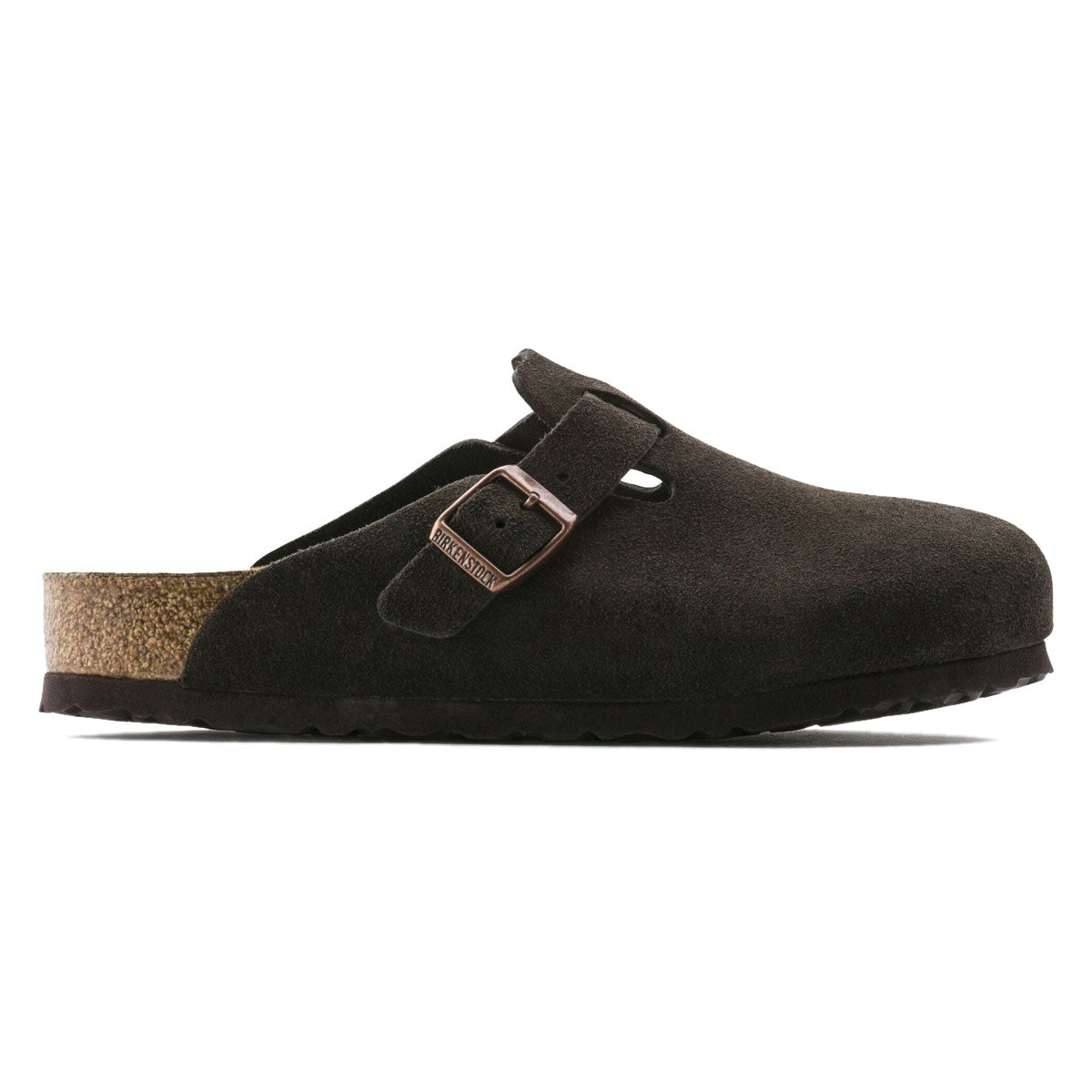 Birkenstock Womens Boston Soft Footbed Sandals - Mocha Suede