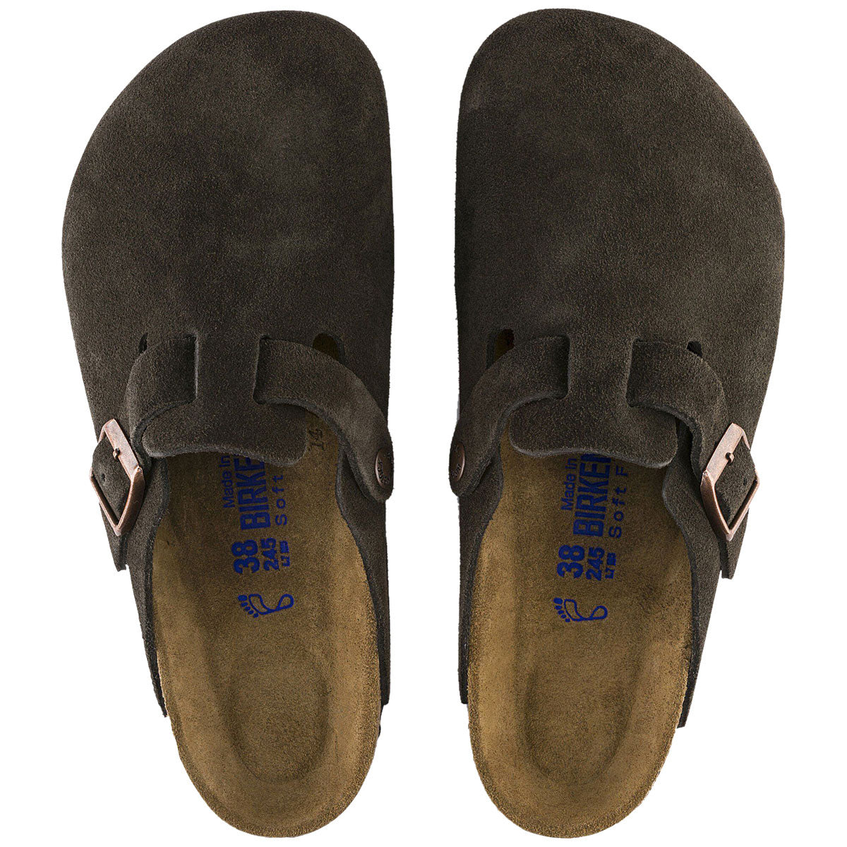 Birkenstock Womens Boston Soft Footbed Sandals - Mocha Suede