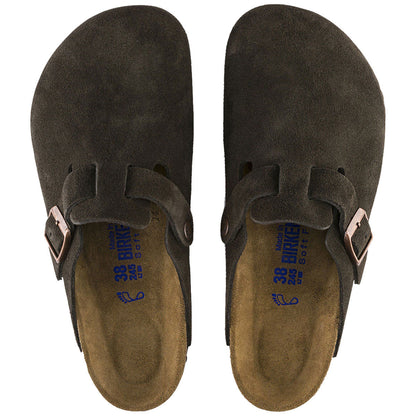 Birkenstock Womens Boston Soft Footbed Sandals - Mocha Suede