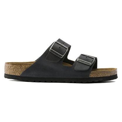 Birkenstock Womens Arizona Soft Footbed Sandals - Black Oilded Leather