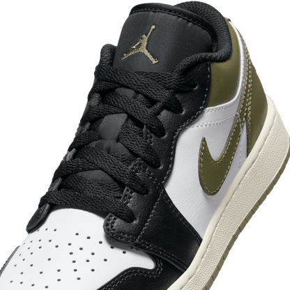 Big Kids' Air Jordan 1 Low "Black Toe Medium Olive"