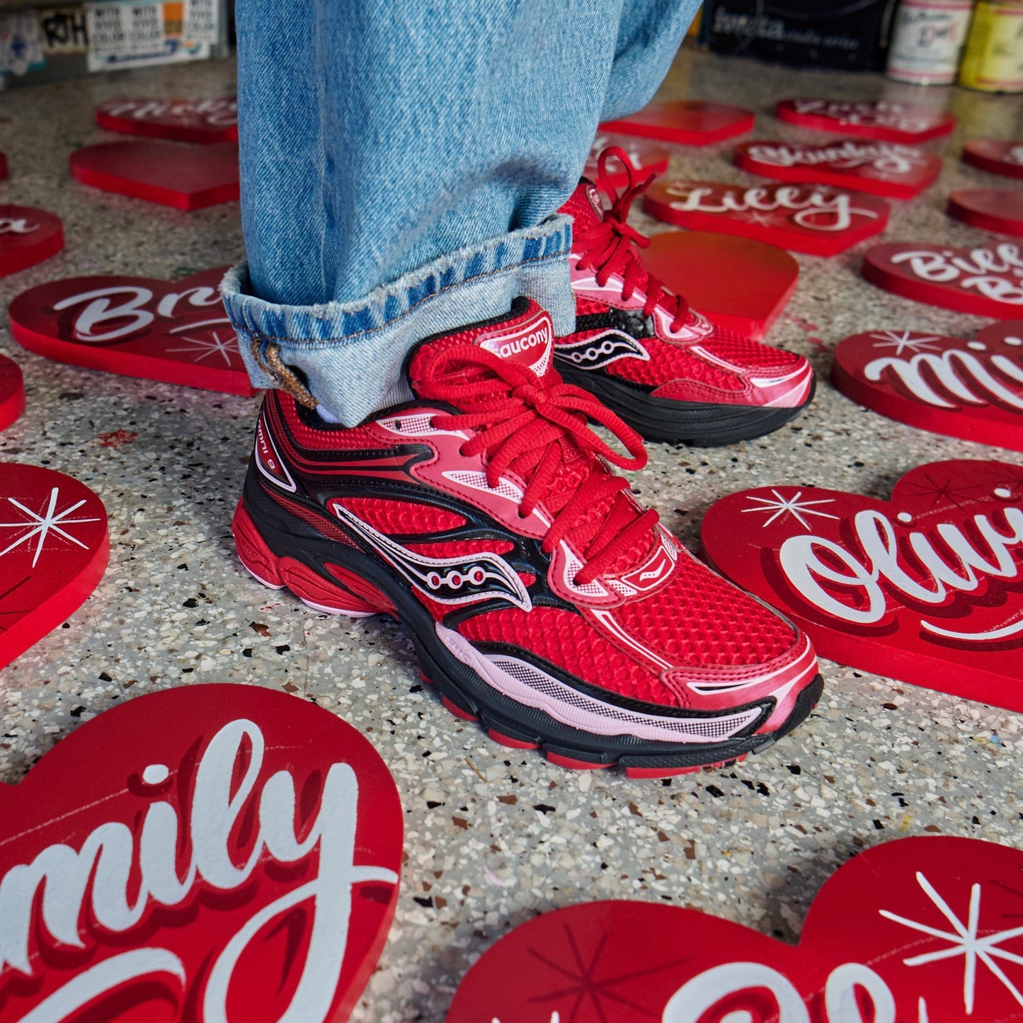 Mens Saucony ProGrid Omni 9 St.Valentine (Red/Black)