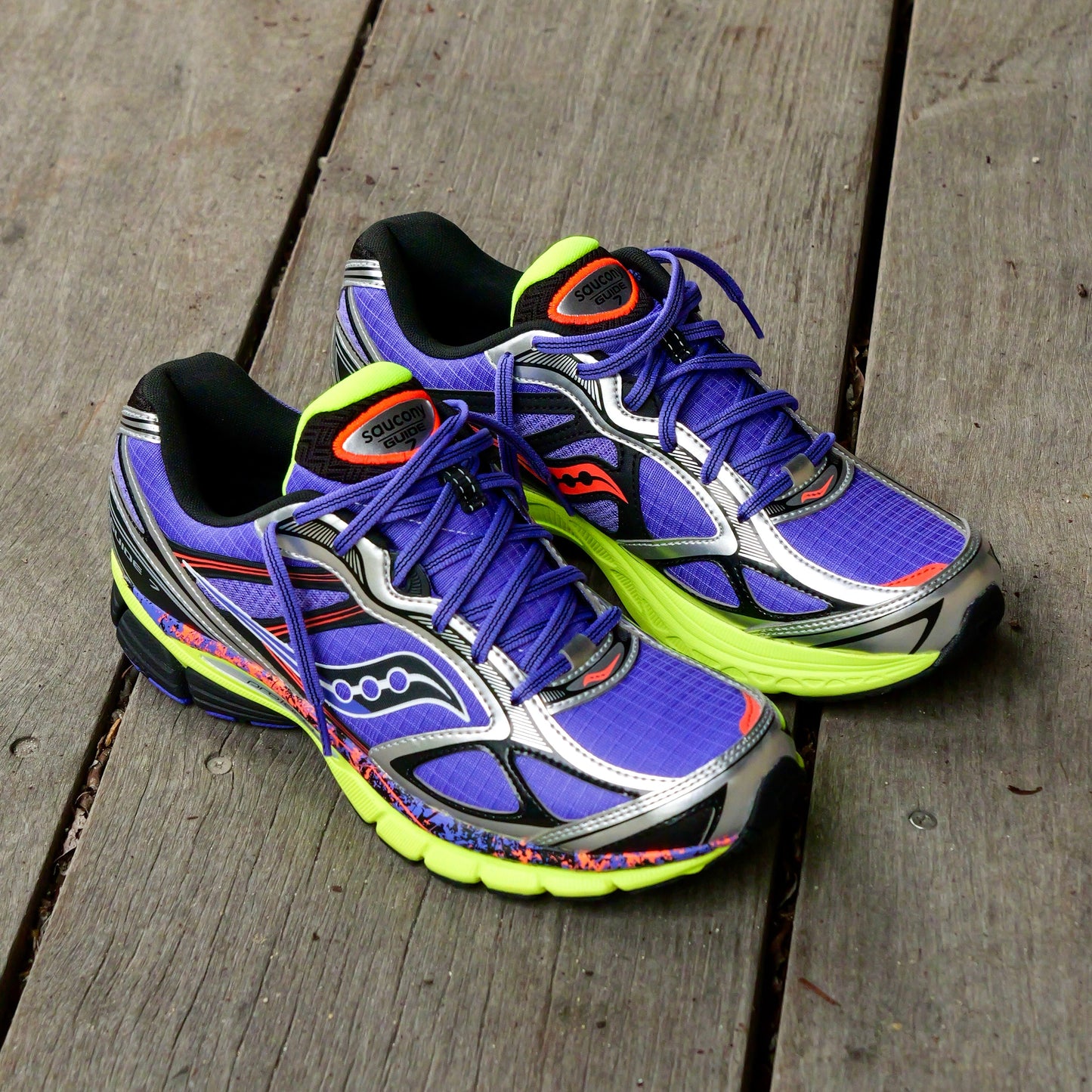Mens Saucony ProGrid Guide 7 (Purple/Citron)