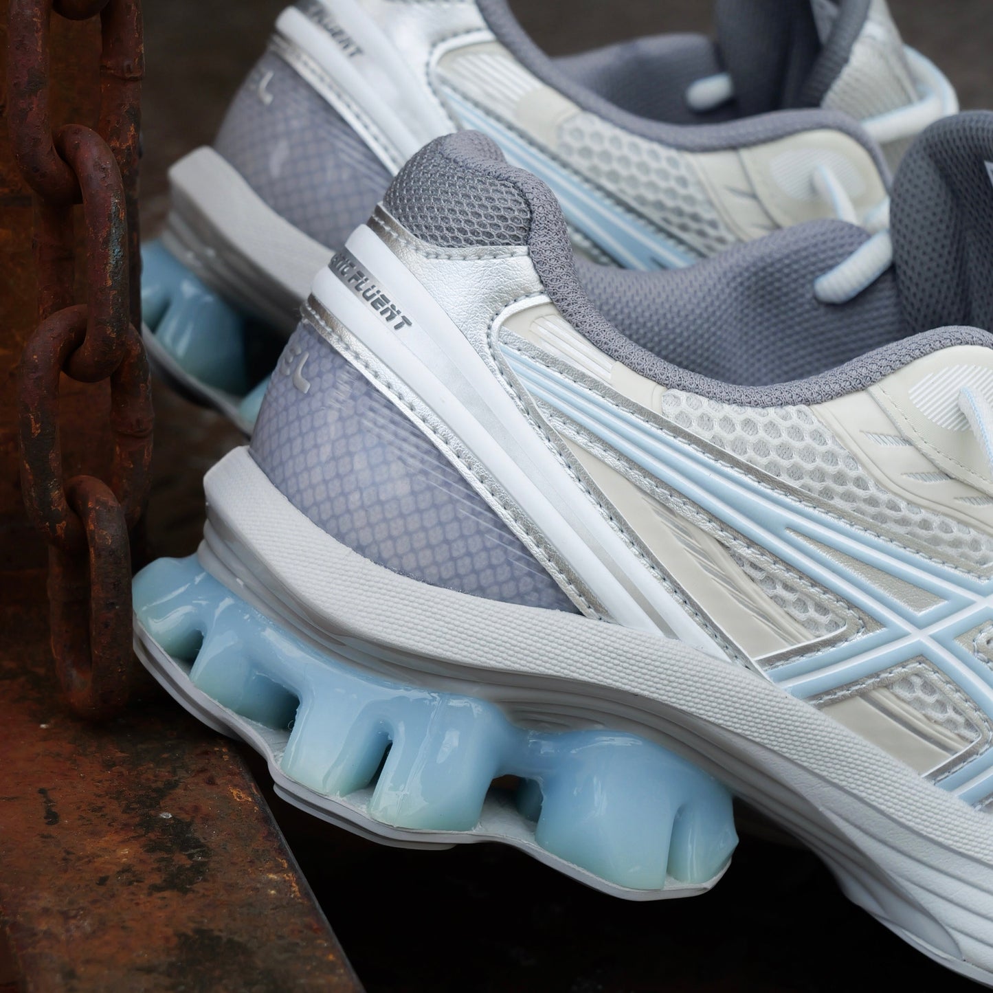 Mens Asics x EMMI Gel-Kinetic Fluent (Cream/Soft Sky)