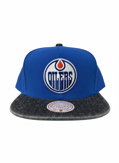 Mitchell And Ness NHL Edmonton Oilers Denim Beak Snapback