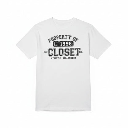 The Closet Inc Women T-Shirt White "Property Of"- Black