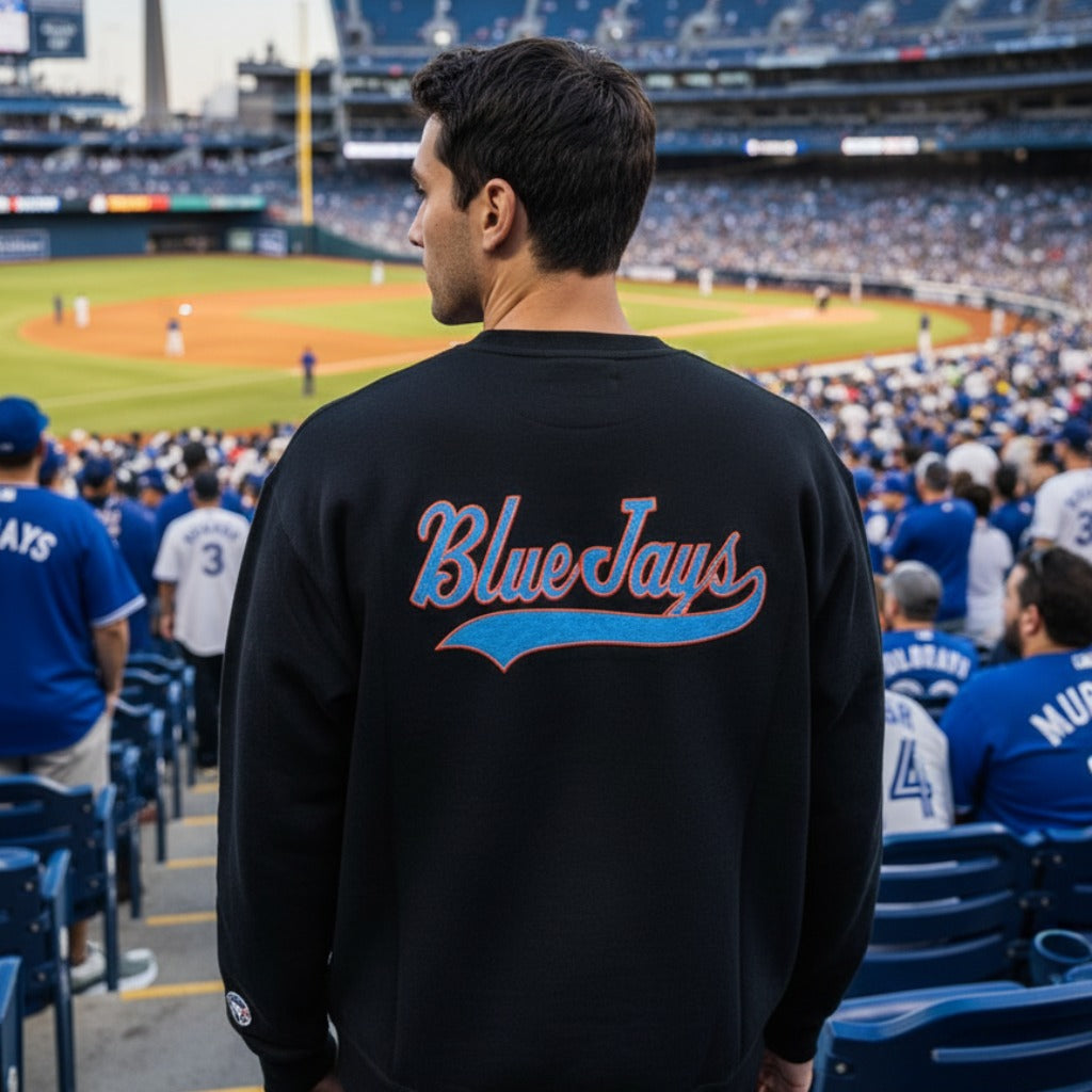 Men's Mitchell And Ness MLB Toronto Blue Jays Oversweep Crew