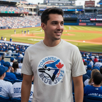 Men's Mitchell And Ness MLB Toronto Blue Jays Half And Half Boxy Tee