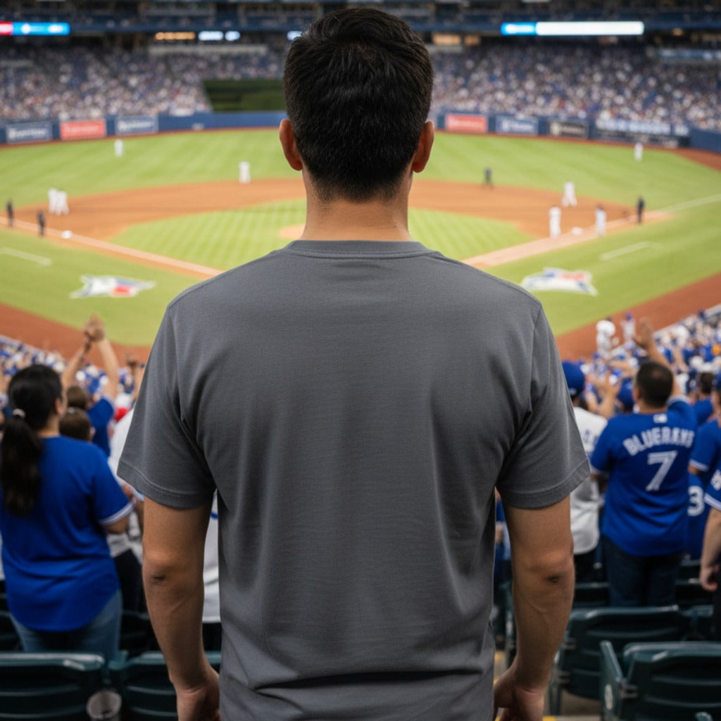 Men's Mitchell And Ness MLB Toronto Blue Jays Half And Half Boxy Tee