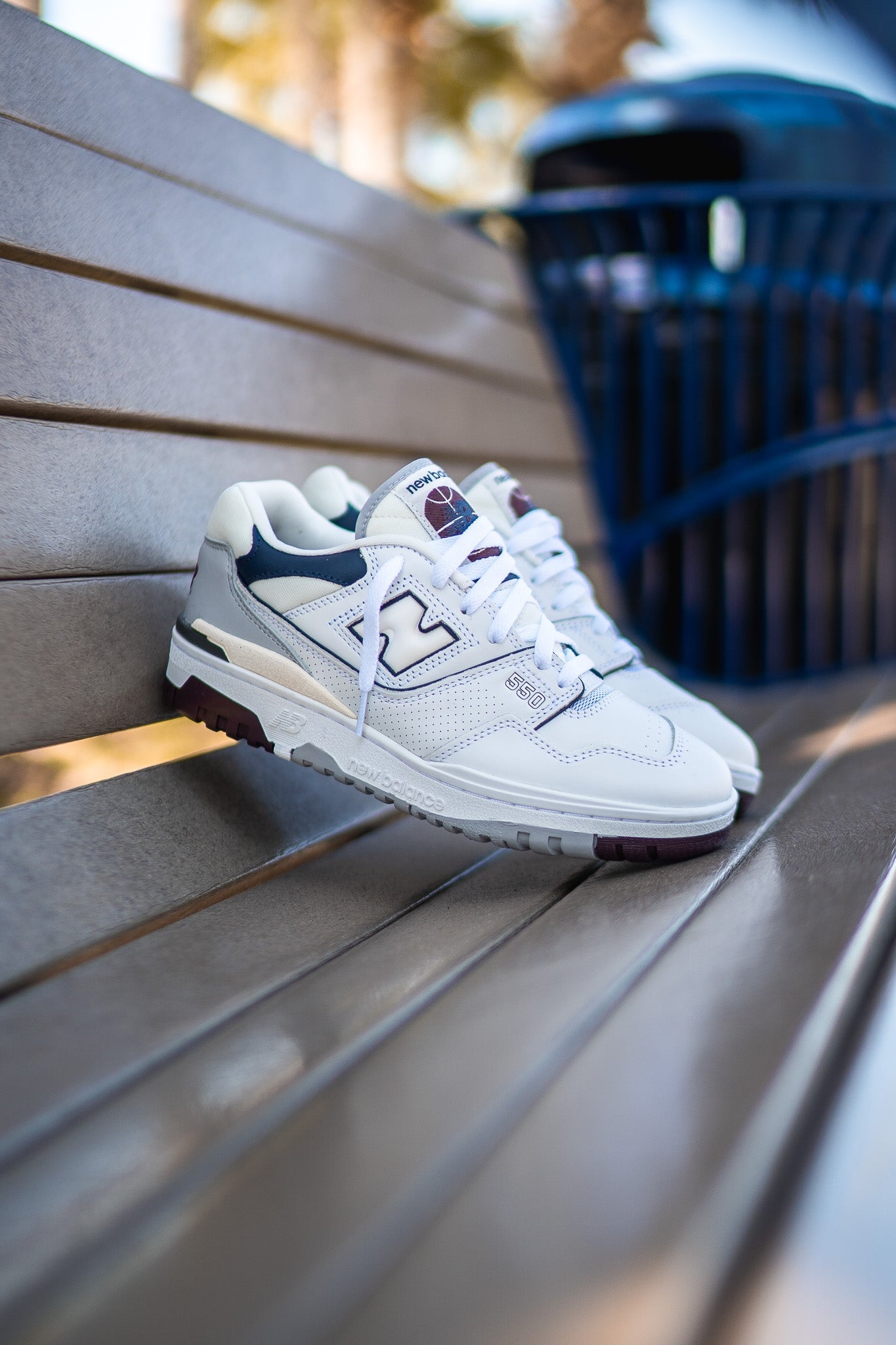 Mens New Balance 550 (White/Burgundy) - BB550PWB