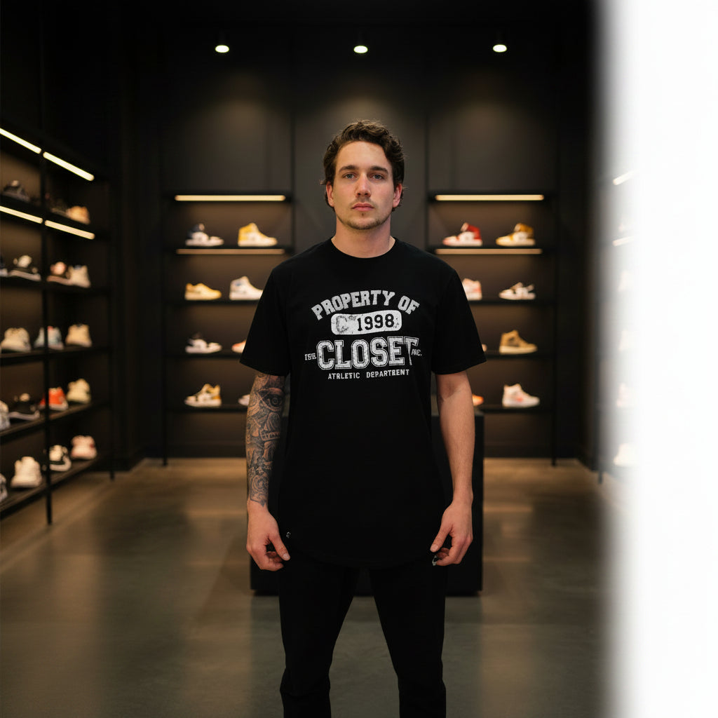The Closet Inc Men Curved Hem T-Shirts “Black" Property Of"