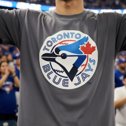Men's Mitchell And Ness MLB Toronto Blue Jays Half And Half Boxy Tee