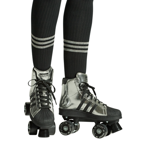 Women's Adidas Superstar 82 Roller Skates "Silver Metallic Black"