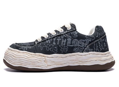 Maison Mihara Yasuhiro "OLIVER" OG Sole Graffiti Printed Canvas in Black