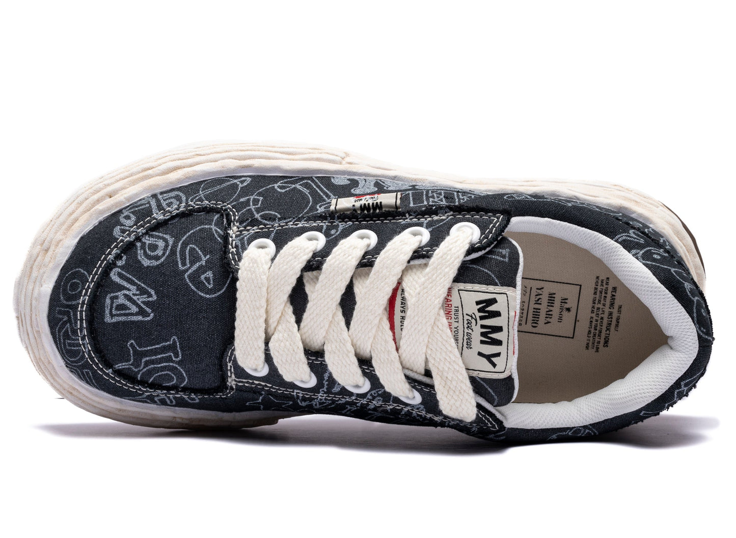 Maison Mihara Yasuhiro "OLIVER" OG Sole Graffiti Printed Canvas in Black