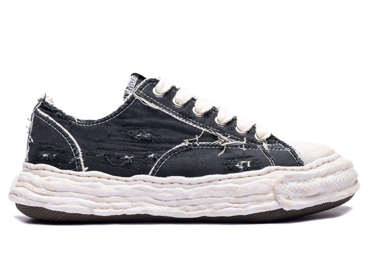 Maison Mihara Yasuhiro "PETERSON23" OG Sole Ripped Overdye Canvas in Black