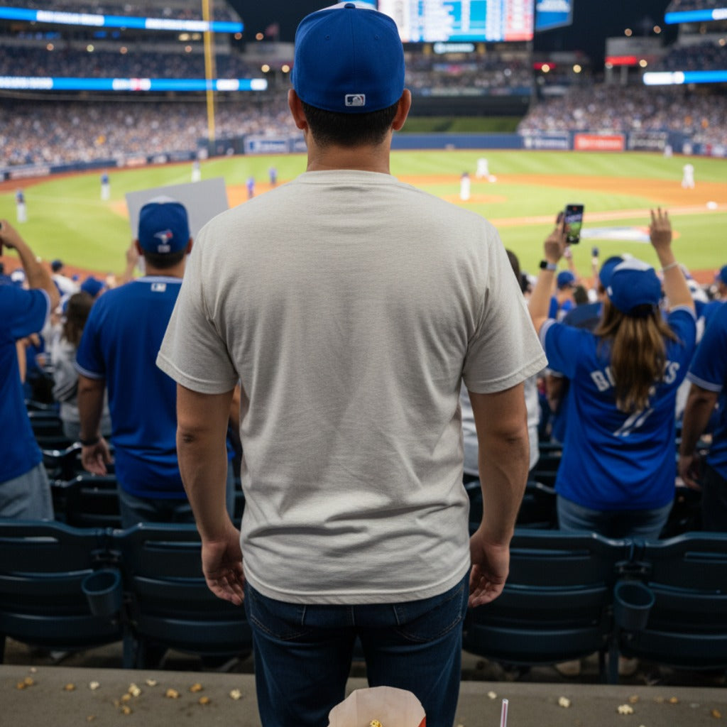 Men's Mitchell And Ness MLB Toronto Blue Jays Half And Half Boxy Tee
