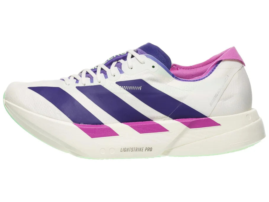 Adidas | Adizero Adios Pro 4 | Men's | Core White/Collegiate Purple/Lime Burst