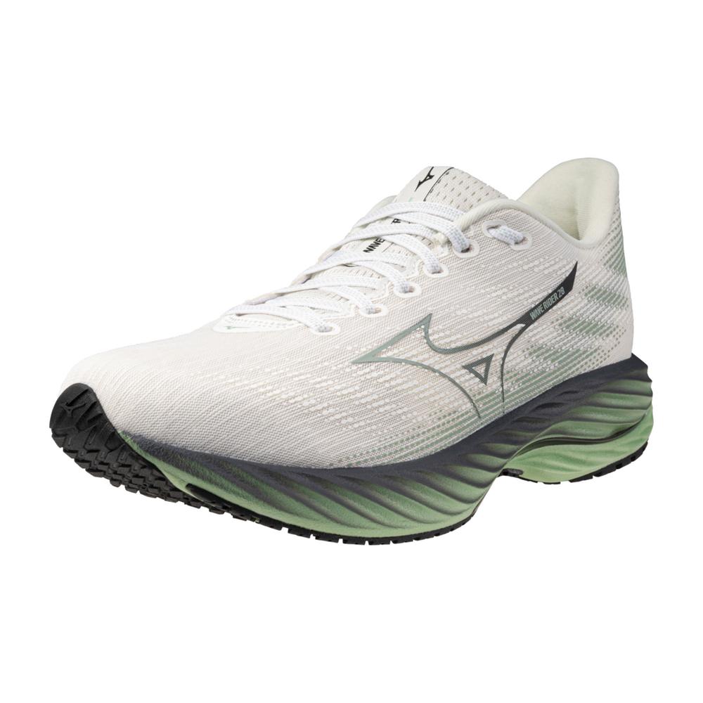 Mizuno | Wave Rider 28 | Men's | Snow White/Frosty Green