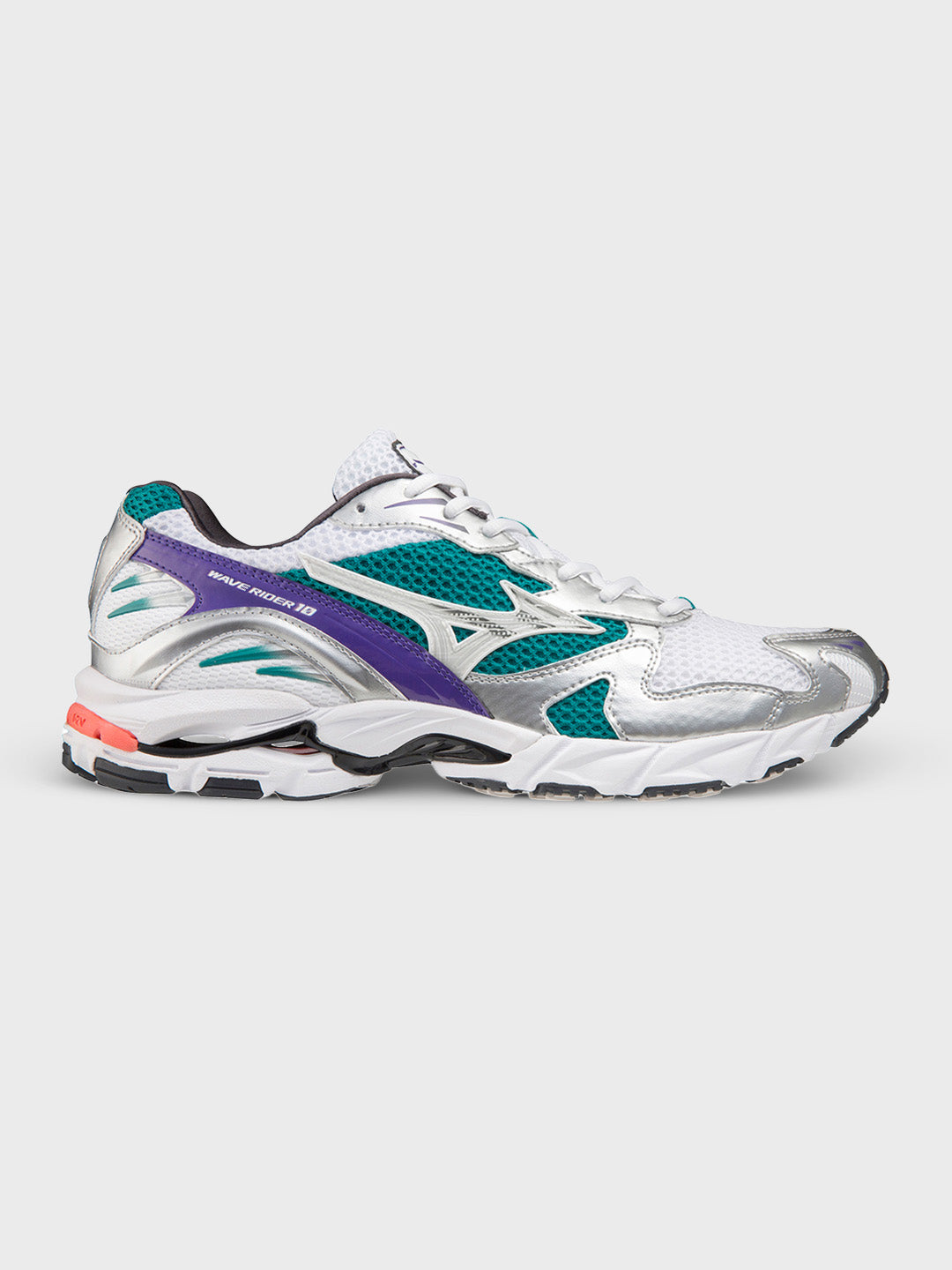 Mizuno Wave Rider 10 Sneakers | Silver/Teal Blue