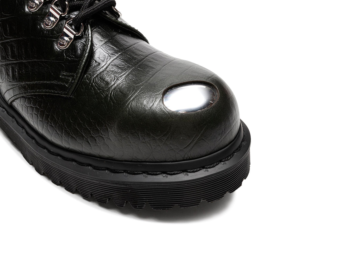 Dr. Martens Crocodile 1461 Bex Steel Toe Leather Shoes in Forest Green