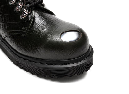 Dr. Martens Crocodile 1461 Bex Steel Toe Leather Shoes in Forest Green